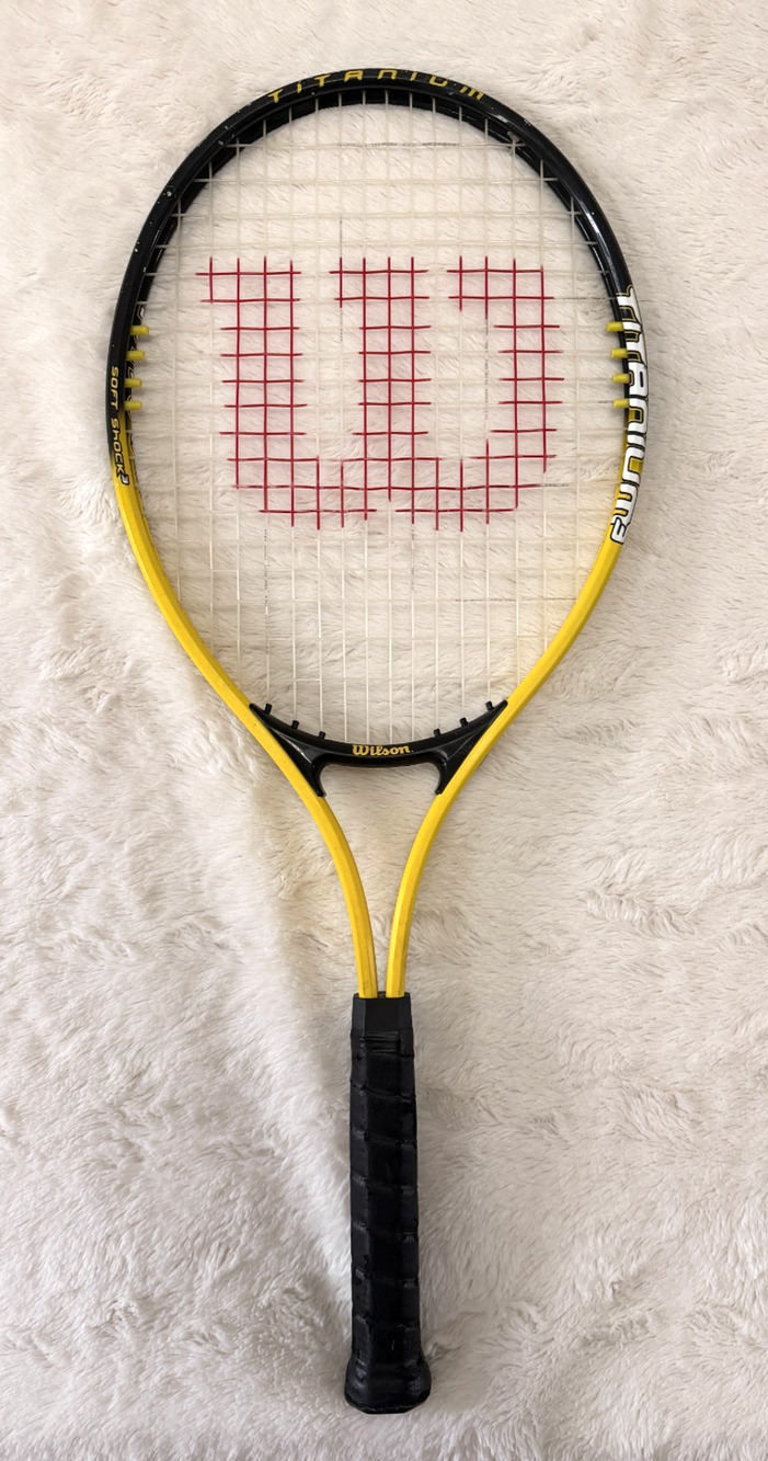 Wilson Titanium Tennis Racquet Grip L3 4-3/8 Yellow Black Soft Shock Racquet